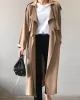 Khaki&Black Vintage Notched Collar Thin Trench Coat