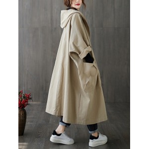 Original Solid Hooded Trench Coats