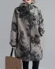 Artistic Retro Loose Floral Printed Hooded Long Sleeves Outwear