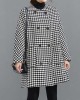 Loose Houndstooth Buttoned Round-Neck Long Sleeves Woolen Coat