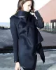 Original Asymmetric Split-Joint High-Neck Woolen Coat