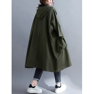 Loose Hooded Trench Long Coat