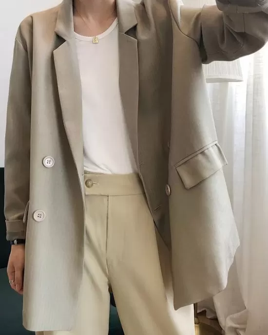 Loose Solid Color Casual Blazer Outwear