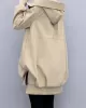 Casual Loose 4 Colors Pleated Zipper Hooded Long Sleeves Outwear