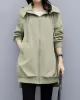 Casual Loose 4 Colors Pleated Zipper Hooded Long Sleeves Outwear