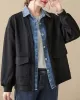 Casual False Two Loose Buttoned Contrast Color Split-Joint Lapel Collar Outerwear