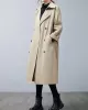 Loose Buttoned Notched Collar Trench Coat