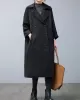 Loose Buttoned Notched Collar Trench Coat