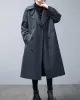 Loose Buttoned Notched Collar Trench Coat