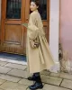 Casual Lose Tied Buttoned High-Waist Notched Collar Long Bishop Sleeves Trench Coat