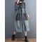 Artistic Retro Denim Long Sleeves Loose Tied Split-Joint Trench Outerwear