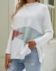 Contrast Color Batwing Sleeves Long Sleeves Round-Neck Sweater Tops Pullovers Knitwear