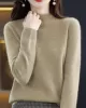 Office Long Sleeves Solid Color High-Neck Sweater Tops Pullovers