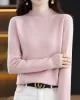 Office Long Sleeves Solid Color High-Neck Sweater Tops Pullovers