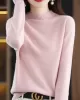 Office Long Sleeves Solid Color High-Neck Sweater Tops Pullovers