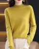 Office Long Sleeves Solid Color High-Neck Sweater Tops Pullovers