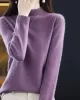 Office Long Sleeves Solid Color High-Neck Sweater Tops Pullovers