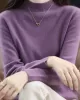 Office Long Sleeves Solid Color High-Neck Sweater Tops Pullovers