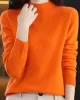 Office Long Sleeves Solid Color High-Neck Sweater Tops Pullovers