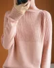 Casual Long Sleeves Loose Solid Color High-Neck Sweater Tops