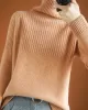 Casual Long Sleeves Loose Solid Color High-Neck Sweater Tops