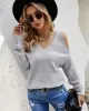 Casual Long Sleeves Solid Color Halter-Neck Sweater Tops