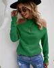 Casual Long Sleeves Solid Color Halter-Neck Sweater Tops