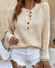 Casual Long Sleeves Solid Color Round-Neck Sweater Tops