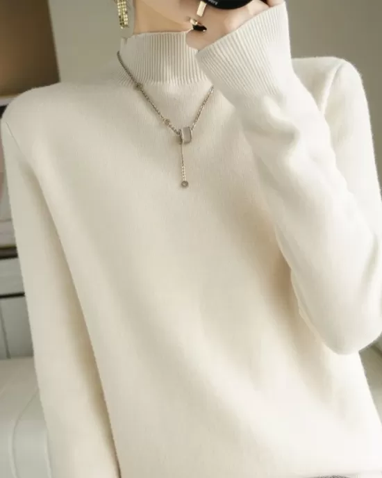 Skinny Solid Color Half Turtleneck Sweater Tops