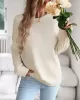 Solid Color Long Sleeves Loose Round-Neck Sweater Pullovers