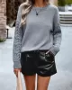 Solid Color Long Sleeves Loose Round-Neck Sweater Pullovers