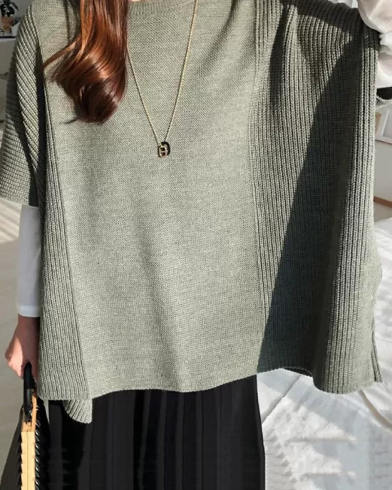 Casual Loose Split-Side Round-Neck Sweater Tops