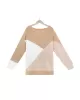 Casual Long Sleeves Loose Contrast Color Round-Neck Sweater Tops