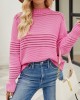 Hollow Solid Color Long Sleeves Loose Round-Neck Sweater Tops Pullovers Knitwear