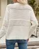 Hollow Solid Color Long Sleeves Loose Round-Neck Sweater Tops Pullovers Knitwear