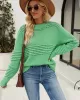 Hollow Solid Color Long Sleeves Loose Round-Neck Sweater Tops Pullovers Knitwear