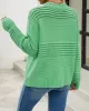 Hollow Solid Color Long Sleeves Loose Round-Neck Sweater Tops Pullovers Knitwear