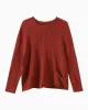 Artistic Retro Loose Long Sleeves Jacquard Solid Color Round-Neck Sweater Tops