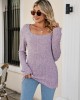 Casual Long Sleeves Skinny Solid Color Square-Neck Sweater Tops