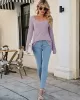 Casual Long Sleeves Skinny Solid Color Square-Neck Sweater Tops