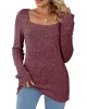 Casual Long Sleeves Skinny Solid Color Square-Neck Sweater Tops