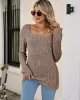 Casual Long Sleeves Skinny Solid Color Square-Neck Sweater Tops