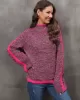 Casual Long Sleeves Loose Contrast Color Half Turtleneck Sweater Tops