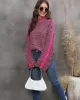 Casual Long Sleeves Loose Contrast Color Half Turtleneck Sweater Tops