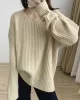 Casual Long Sleeves Loose Solid Color V-Neck Sweater Tops