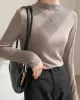 Simple Long Sleeves Skinny Solid Color High-Neck Pullovers