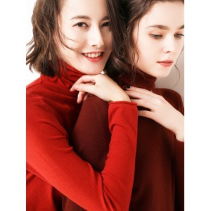 Casual Skinny Long Sleeves Solid Color Heaps Collar Sweater Tops Pullovers