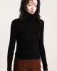 Casual Skinny Long Sleeves Solid Color Heaps Collar Sweater Tops Pullovers