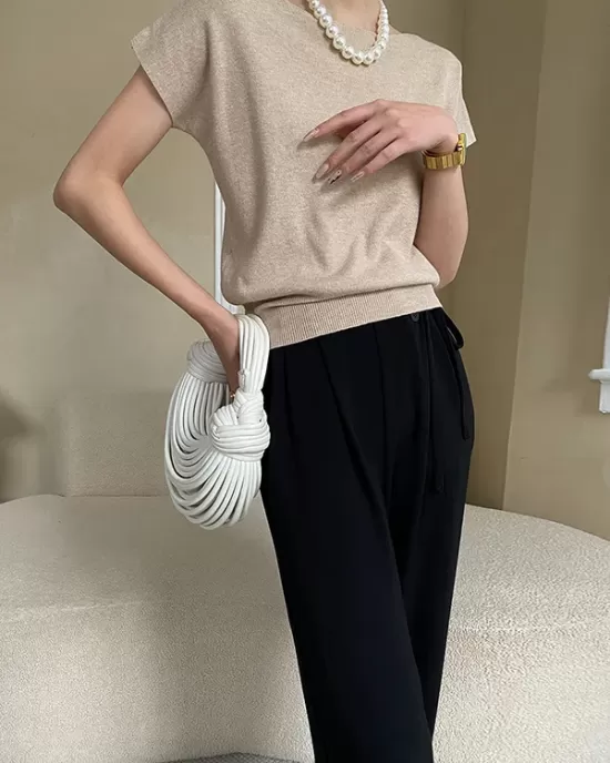 Stylish Loose Solid Color Boat Neck Knitwear Pullovers Tops