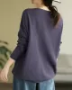 Solid Color Long Sleeves Loose V-Neck Sweater Tops